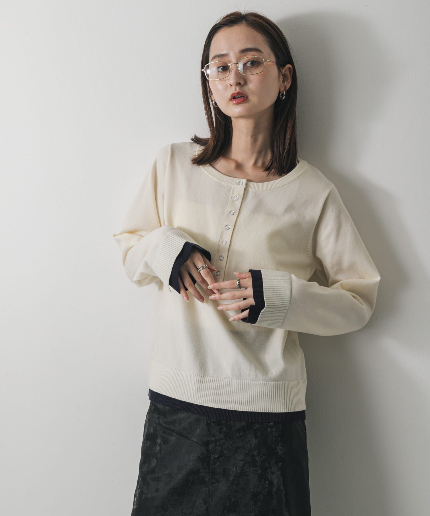 【センスオブプレイス　バイ　アーバンリサーチ/SENSE OF PLACE by URBAN RESEARCH】 ヘンリーネックレイヤードセーター