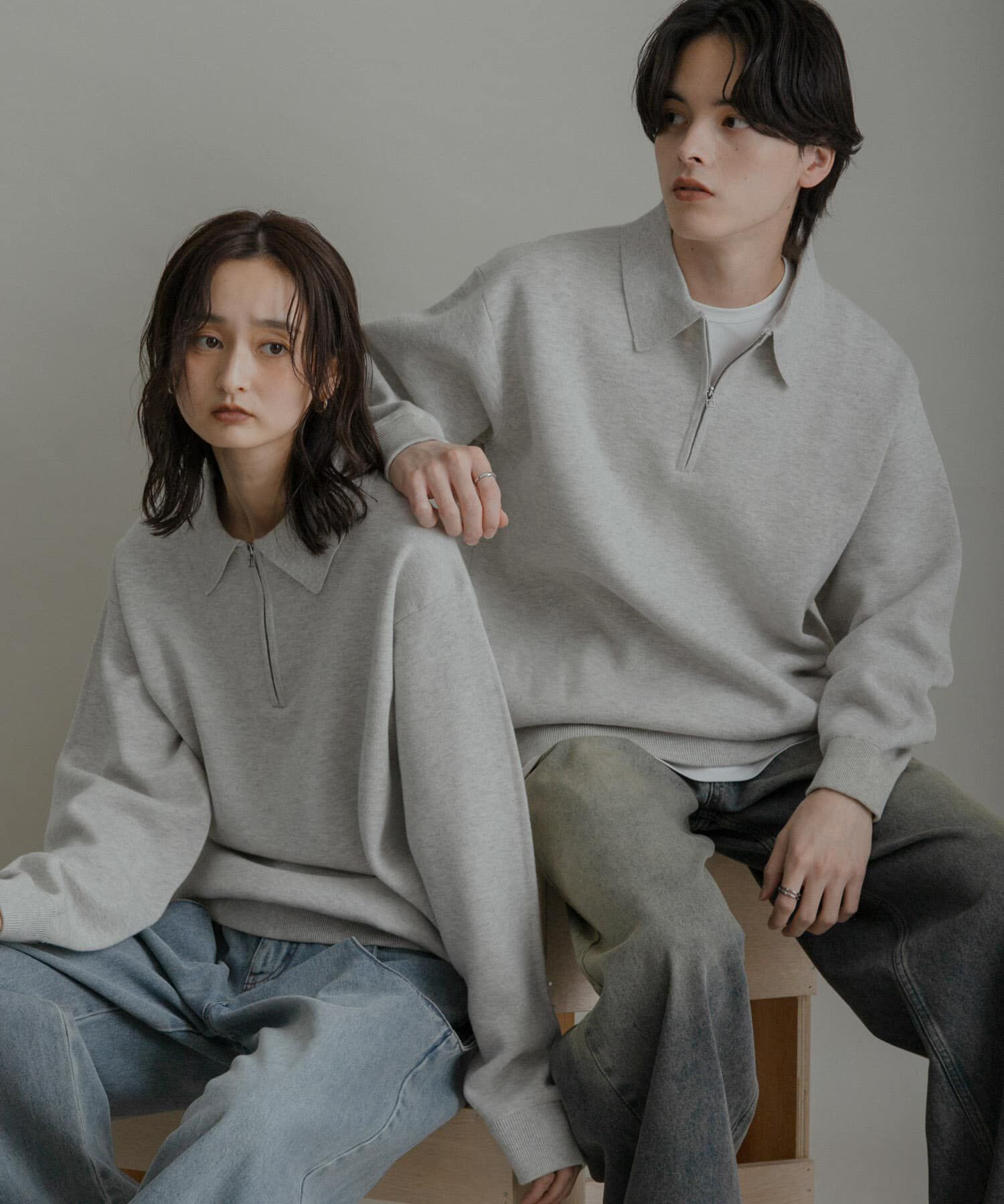 【センスオブプレイス　バイ　アーバンリサーチ/SENSE OF PLACE by URBAN RESEARCH】 『ユニセックス』スウェットライクハーフジップニット