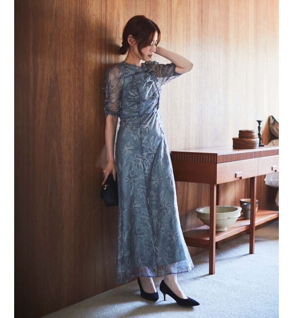 SALON by Chico】配色シアーリボンベロアワンピース/オケージョン