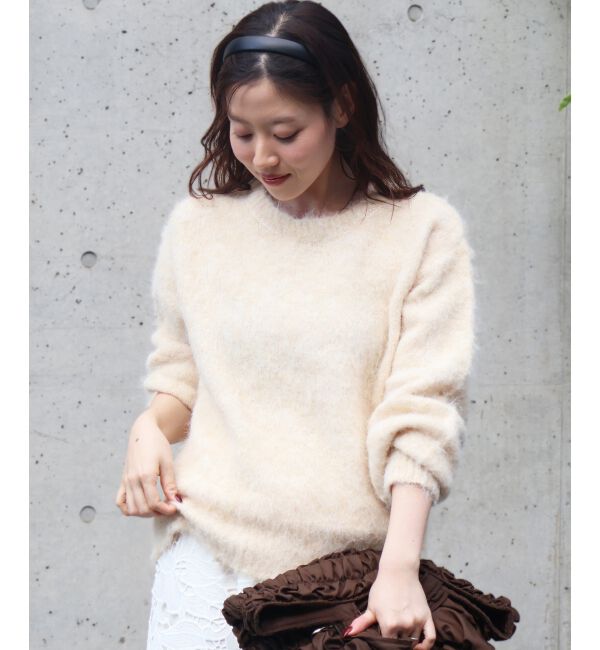 【ルクールブラン/le.coeur blanc】 《手洗い可能》ソフトシャギーニットプルオーバー