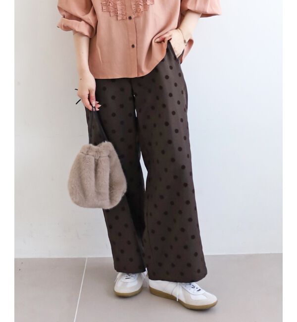 【ルクールブラン/le.coeur blanc】 《手洗い可能》ドットワイドパンツ