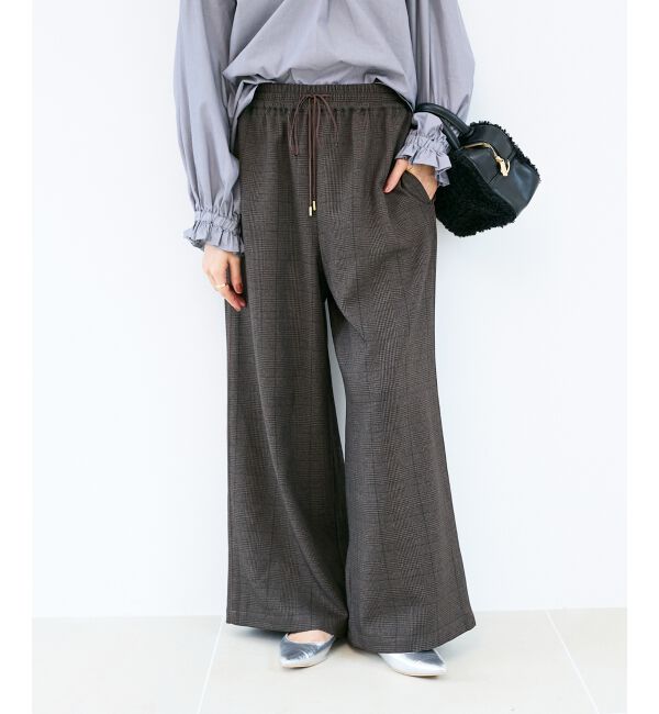 【ルクールブラン/le.coeur blanc】 グレンチェックイージーワイドパンツ