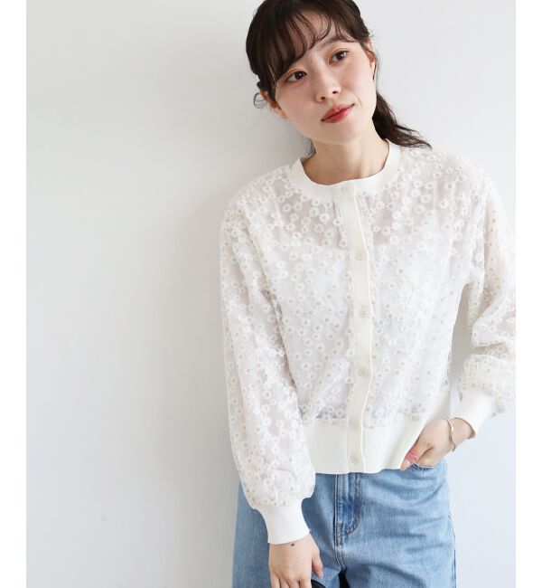 メンズファッションの一押し|【ルクールブラン/le.coeur blanc】 フラワーレース刺繍ニットカーディガン