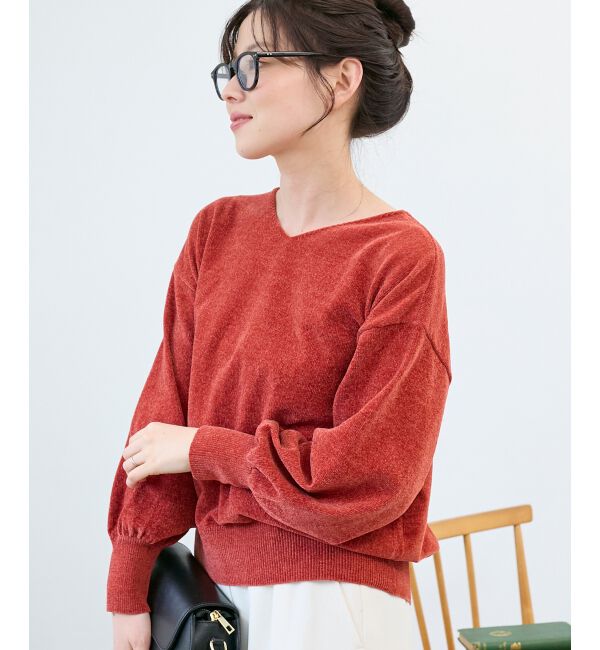 【ルクールブラン/le.coeur blanc】 モールヤーンVネックプルオーバー