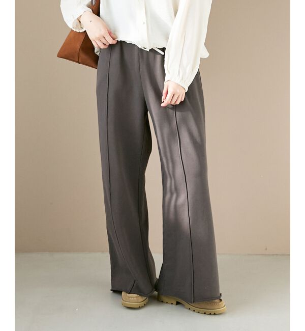 【ルクールブラン/le.coeur blanc】 《手洗い可能》イージーワイドスウェットパンツ