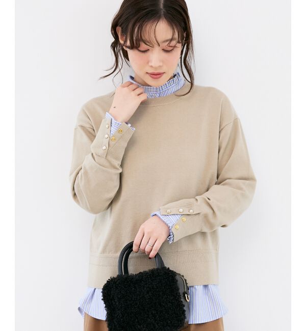 【ルクールブラン/le.coeur blanc】 スリーブボタンクループルオーバー