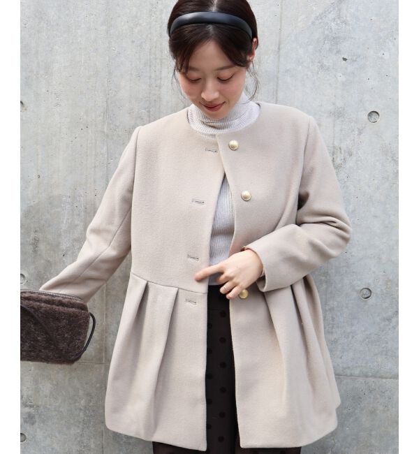 【ルクールブラン/le.coeur blanc】 ウールペプラムノーカラーコート