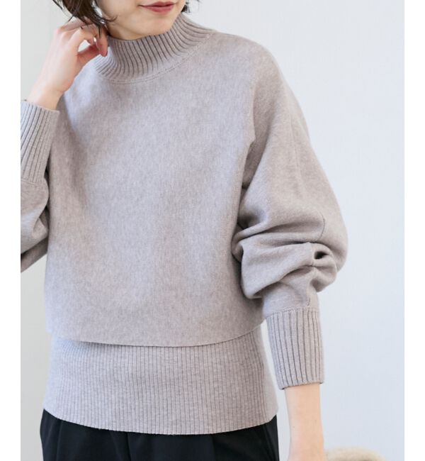 【ルクールブラン/le.coeur blanc】 《手洗い可能》3WAYハイネックレイヤードニット