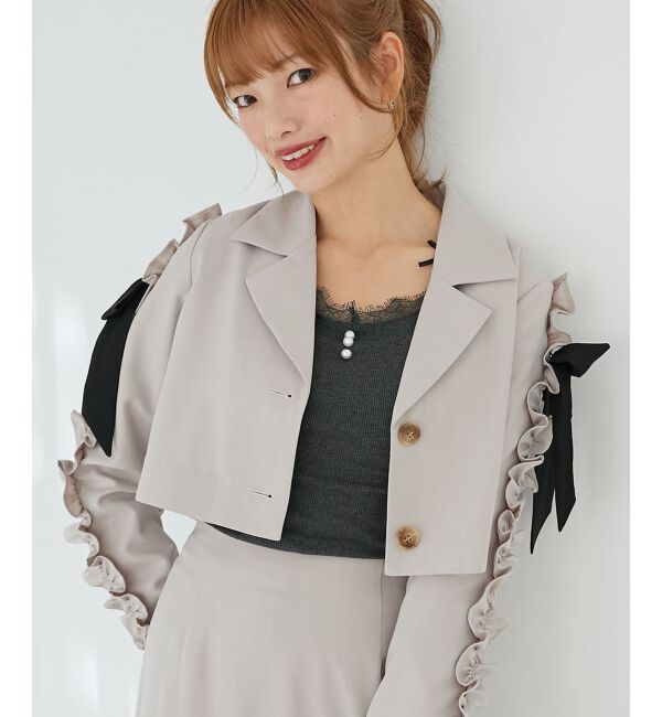 【マジェスティックレゴン/MAJESTIC LEGON】 ブローチセットホイップフリルジャケット