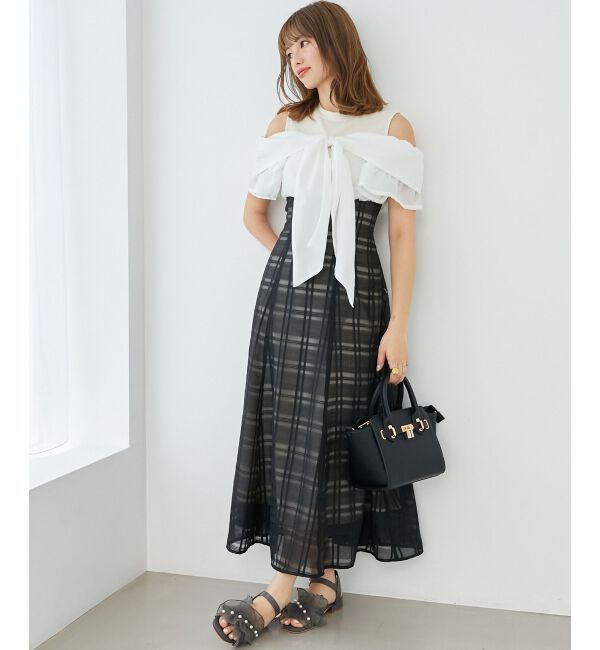 【マジェスティックレゴン/MAJESTIC LEGON】 ウエストきゅっとリボンワンピース