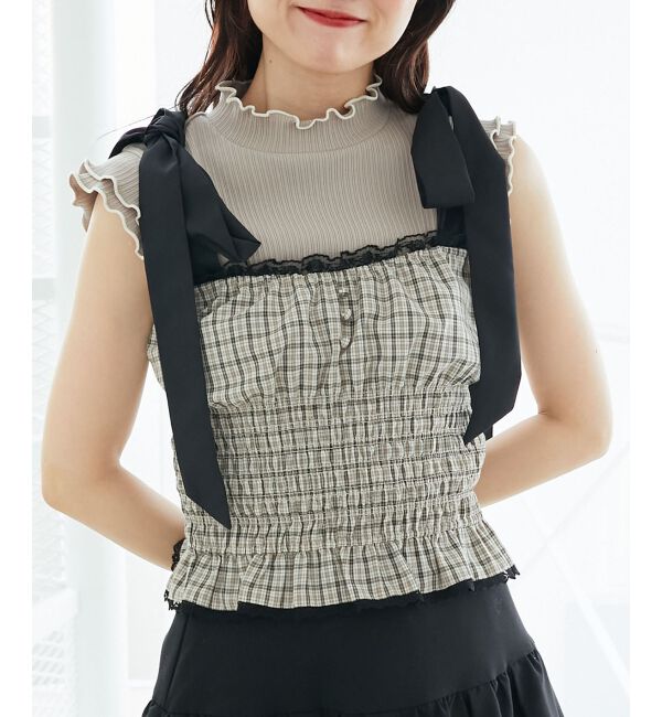 【マジェスティックレゴン/MAJESTIC LEGON】 配色肩リボンビスチェ