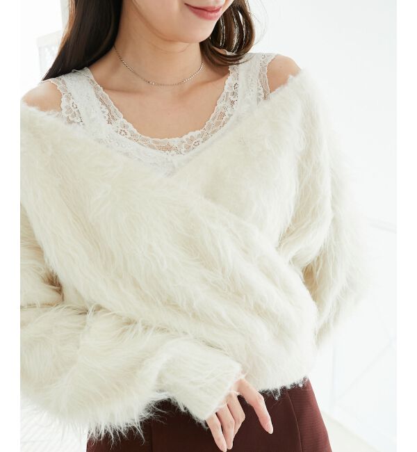 【マジェスティックレゴン/MAJESTIC LEGON】 ふわふわカシュクールニット