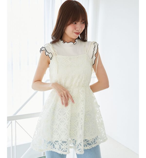 cocodeal エンブロイダリーティアードミニワンピース エンブロイダリーティアードミニワンピース｜PETAL ONLINE