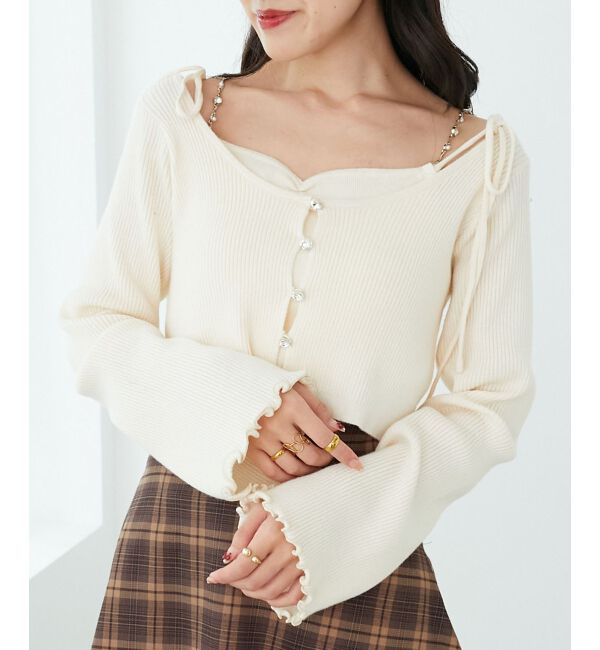 モテ系ファッションメンズ|【マジェスティックレゴン/MAJESTIC LEGON】 ビジューチェーンキャミセットカーデ