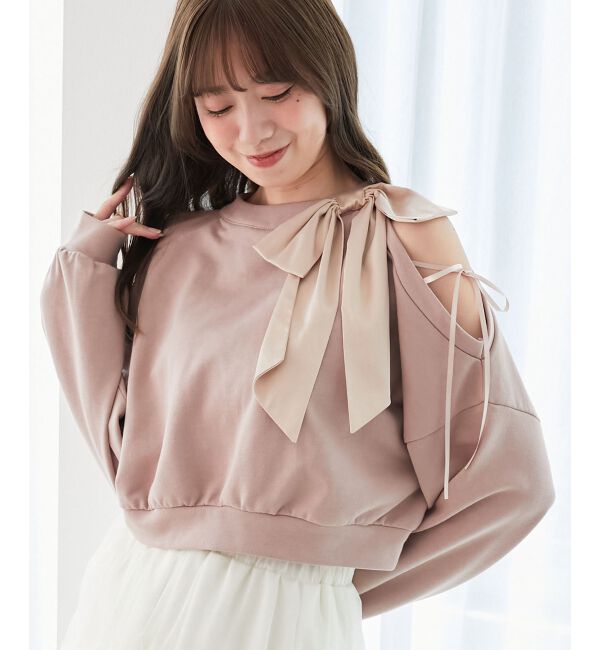 メンズファッションなら|【マジェスティックレゴン/MAJESTIC LEGON】 オープンショルダーリボンスウェット