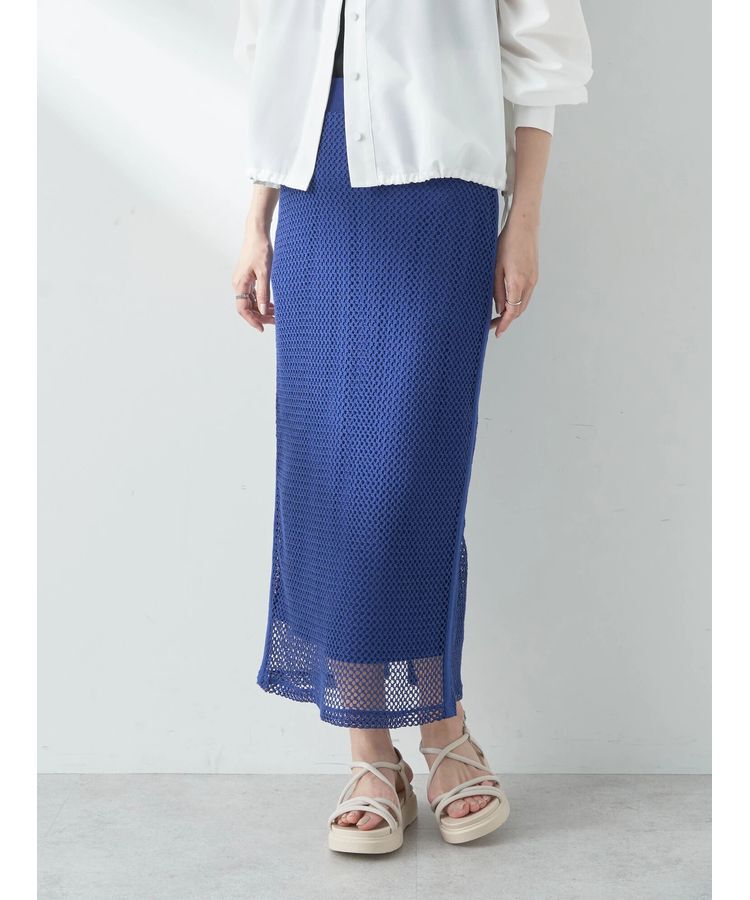 【アースミュージックアンドエコロジー/earth music&ecology】 ラインメッシュスカート