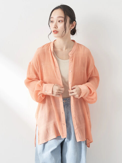 【アースミュージックアンドエコロジー/earth music&ecology】 クシュクシュシアーシャツ