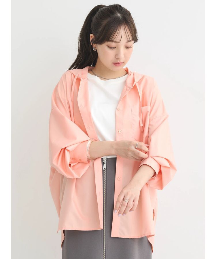 【アースミュージックアンドエコロジー/earth music&ecology】 フーディーシャツ