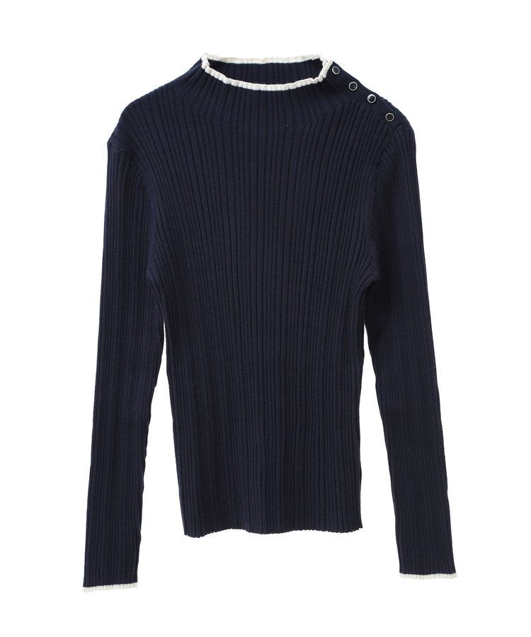 【アースミュージックアンドエコロジー/earth music&ecology】 ライン&amp;ショルダーボタンニットプルオーバー