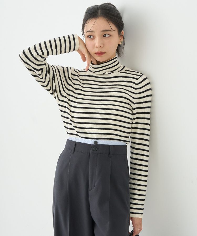 【アースミュージックアンドエコロジー/earth music&ecology】 やわらかタッチタートルネックニットプルオーバー