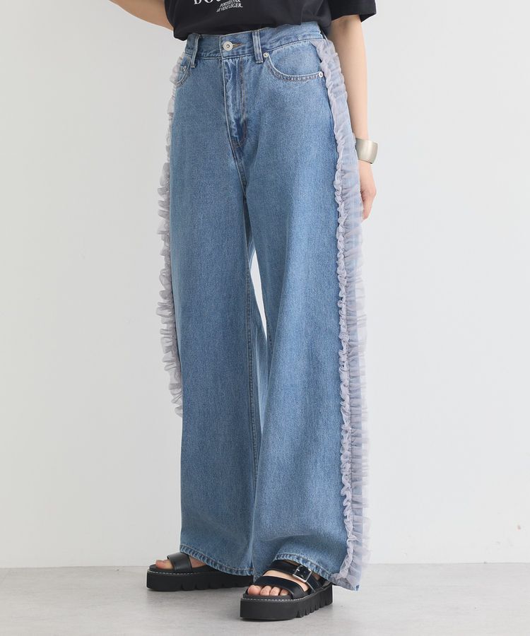 【アースミュージックアンドエコロジー/earth music&ecology】 サイドチュールデニムパンツ