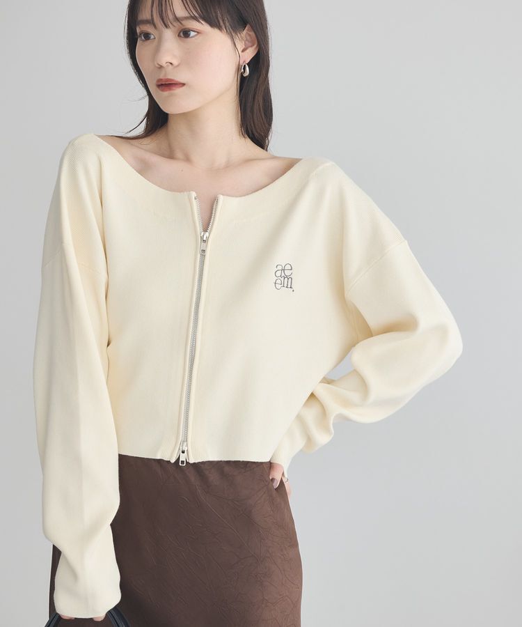 【アースミュージックアンドエコロジー/earth music&ecology】 ダブルジップロゴニットプルオーバー
