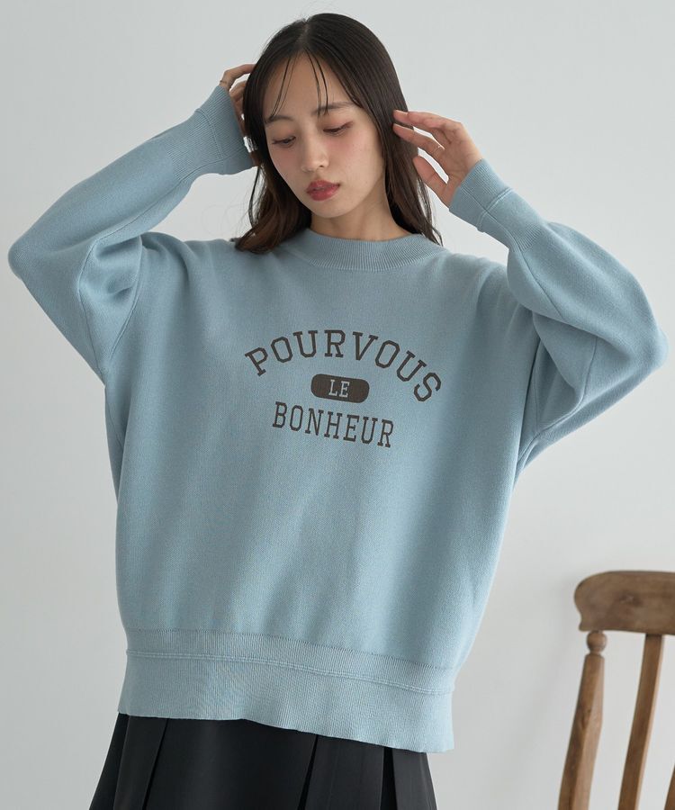 【アースミュージックアンドエコロジー/earth music&ecology】 スウェットライクロゴニットプルオーバー