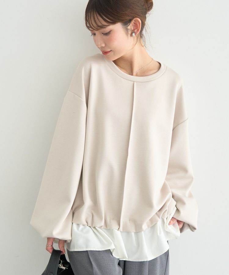 【アースミュージックアンドエコロジー/earth music&ecology】 フリルヘムドッキングプルオーバー