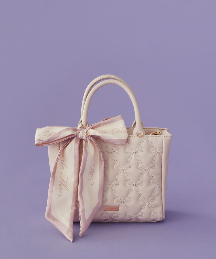 【メゾンドフルール/Maison de FLEUR】 スカーフ付きリボンキルティング2Wayトート