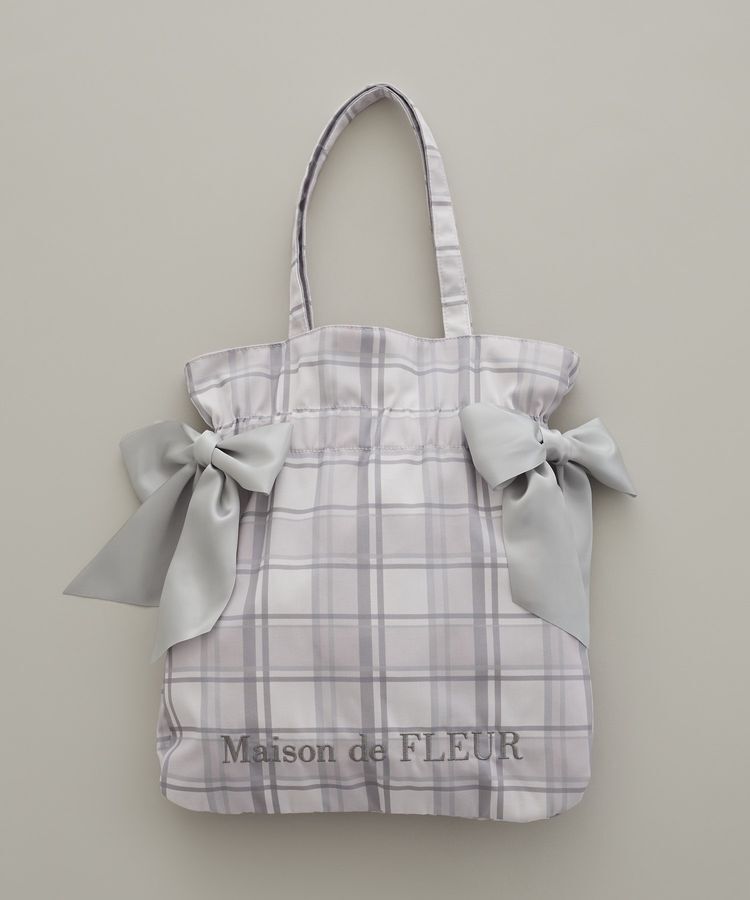 【メゾンドフルール/Maison de FLEUR】 チェックダブルリボントートバッグ