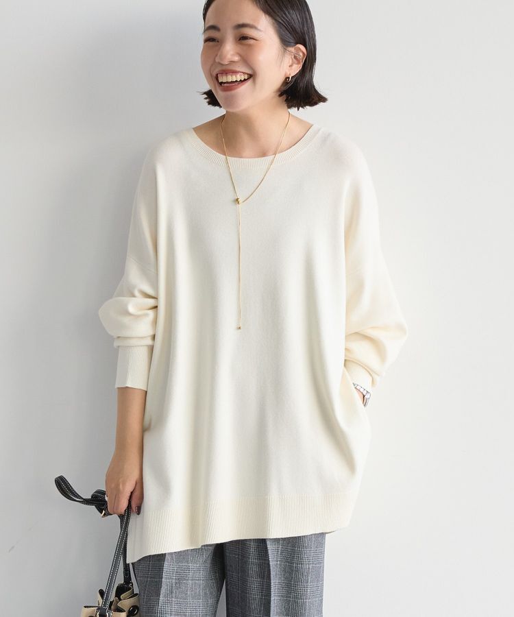 【アメリカン　ホリック/AMERICAN HOLIC】 バイパチロングニットプルオーバー/チュニック＜静電気軽減＞