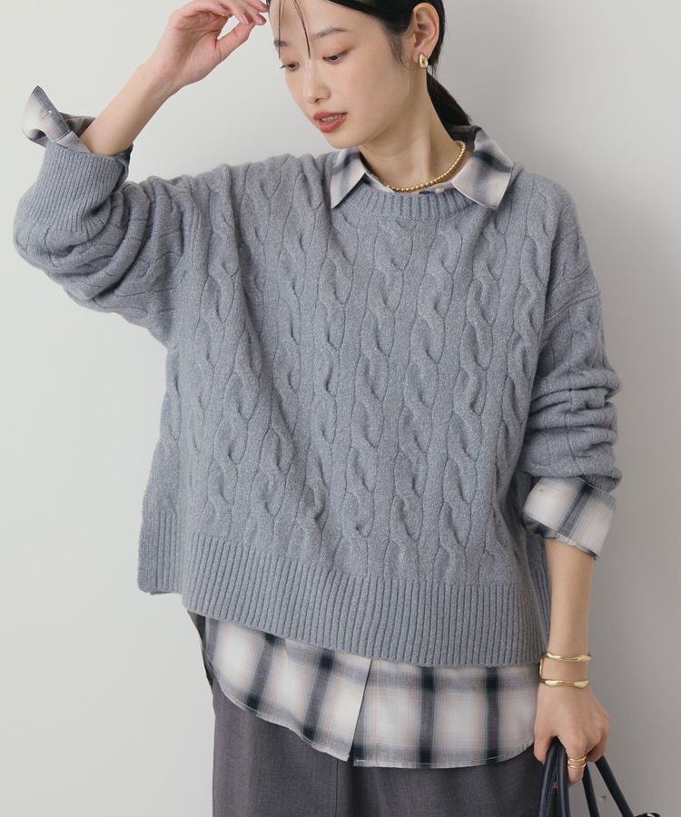 【アメリカン　ホリック/AMERICAN HOLIC】 ミドルゲージケーブルニットプルオーバー