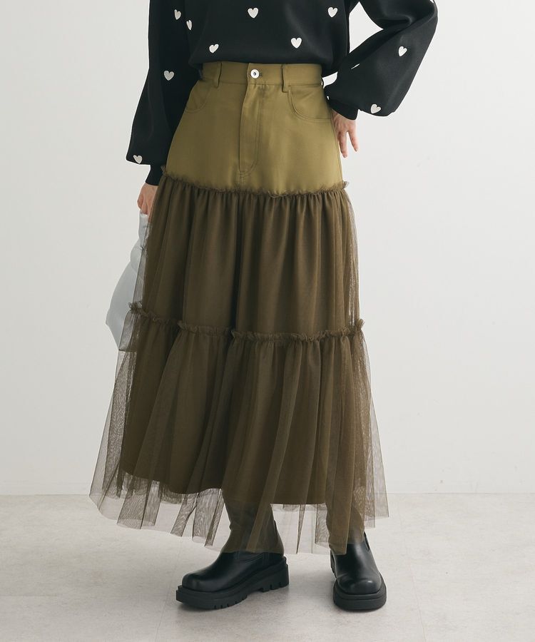 【グリーン　パークス/Green Parks】 ・ELENCARE DUE ハイブリットティアードスカート