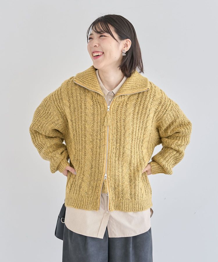 モテ系メンズファッション|【グリーン パークス/Green Parks】 衿付きケーブルzipカーディガン