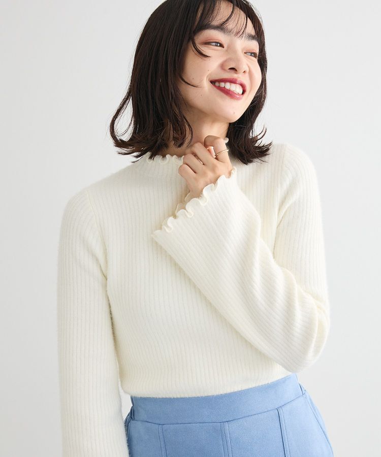 【グリーン　パークス/Green Parks】 ・swing by ウラシャギーフレアスリーブニット