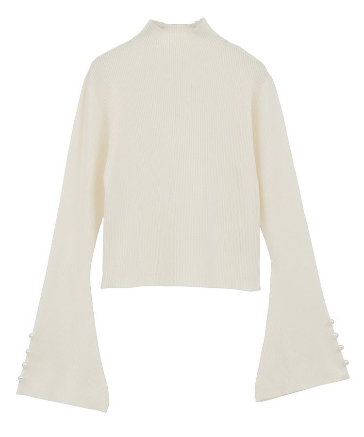 【グリーン　パークス/Green Parks】 ・swing by 袖パールボタンフレアリブニット