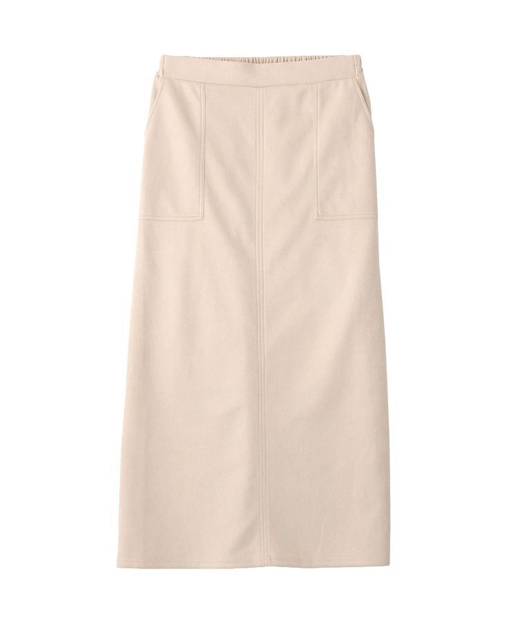 【グリーン　パークス/Green Parks】 なめらかタッチスウェード調Iラインスカート