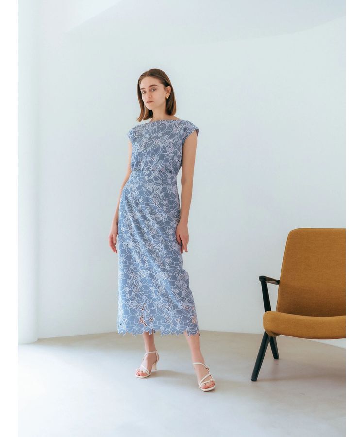 【イェッカ　ヴェッカ/YECCA VECCA】 配色レースロングナロースカート