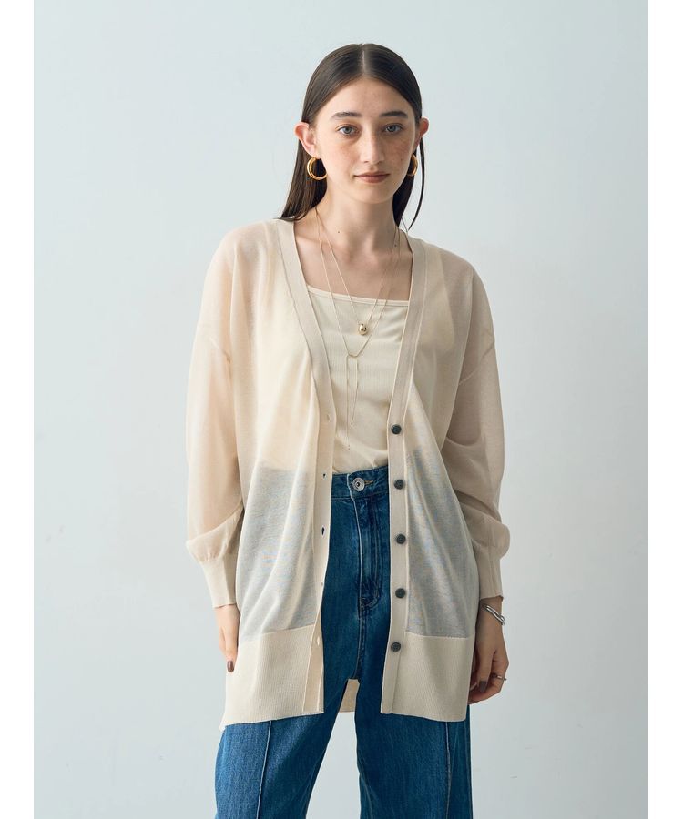 モテ系ファッションメンズ|【イェッカ　ヴェッカ/YECCA VECCA】 シアーニットミドル丈カーディガン