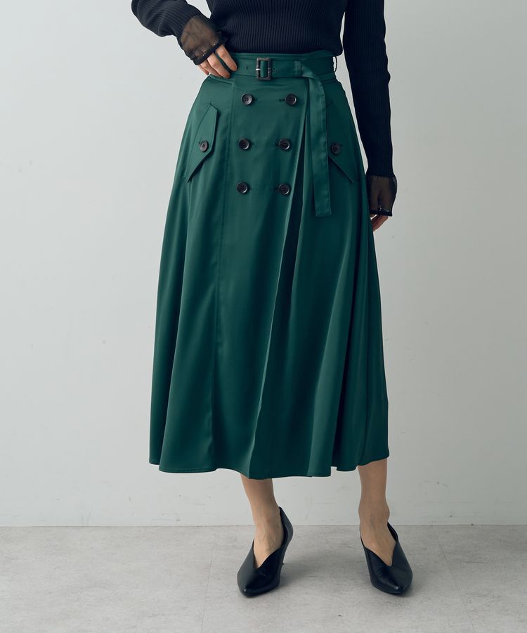 【イェッカ　ヴェッカ/YECCA VECCA】 トレンチデザインサテンスカート