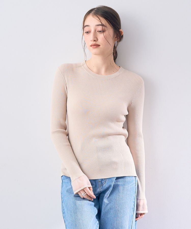 【イェッカ　ヴェッカ/YECCA VECCA】 袖口シアーリブニット