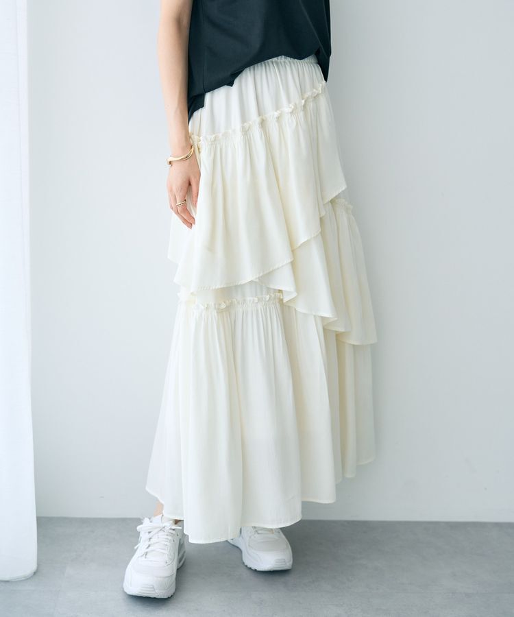 【イェッカ　ヴェッカ/YECCA VECCA】 アシンメトリーラッフルスカート