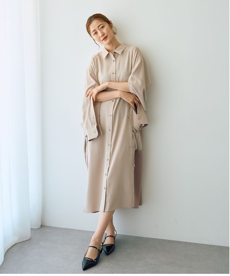 【イェッカ　ヴェッカ/YECCA VECCA】 カーゴデザイン配色シャツワンピース