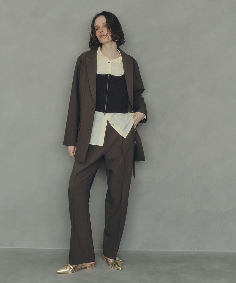 【イェッカ　ヴェッカ/YECCA VECCA】 ウエストデザインワイドストレートパンツ