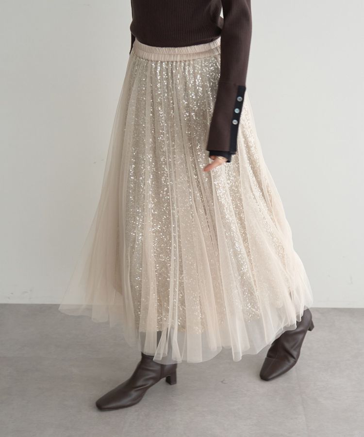 【イェッカ　ヴェッカ/YECCA VECCA】 スパンコール×チュールスカート