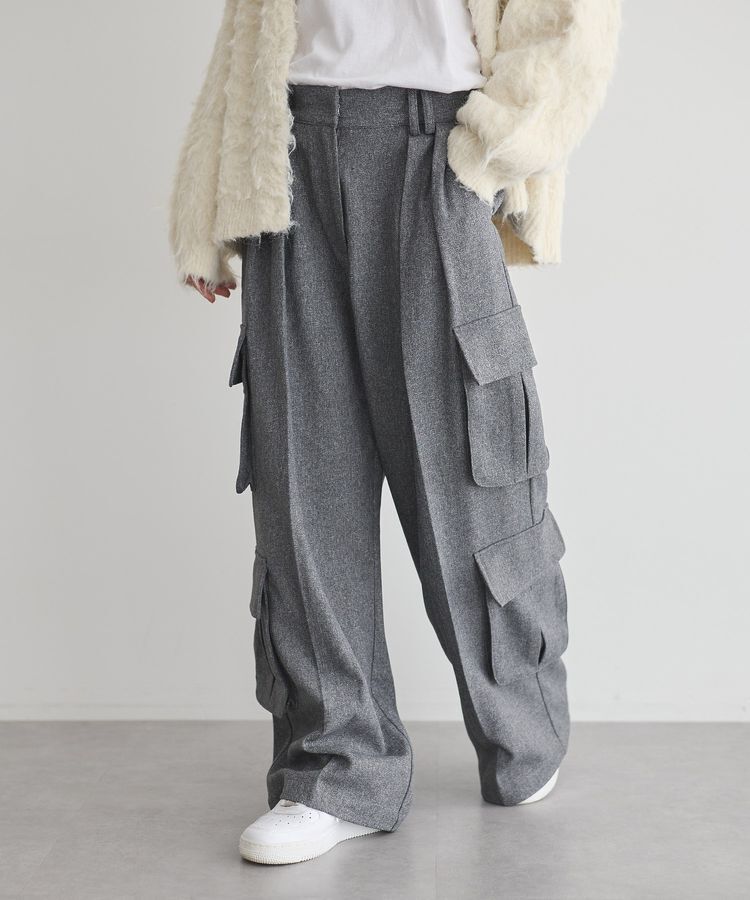 【ガレージ　オブ　グッド　クロージング/GARAGE OF GOOD CLOTHING】 メランジ4PKタックワイドパンツ