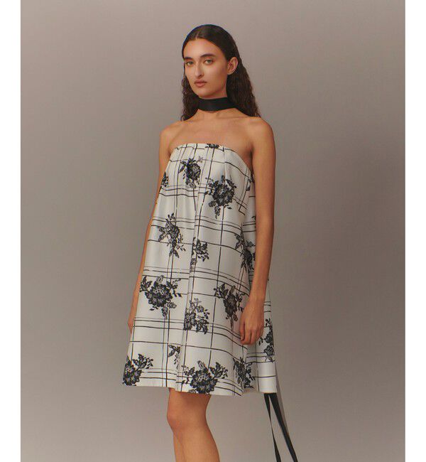 【アルアバイル/allureville】 【LOULOU WILLOUGHBY】SILK COフラワーチェックワンピース