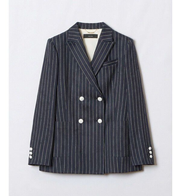 ファッションメンズなら|【アルアバイル/allureville】 リネンストライプダブルジャケット