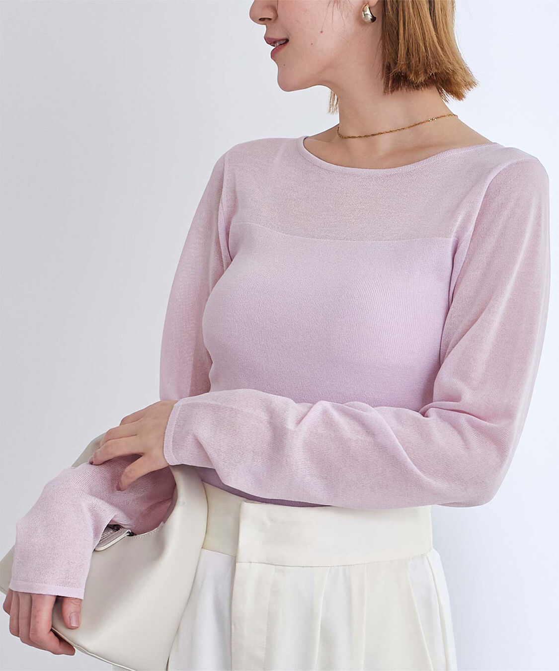 人気ファッションメンズ|【ティティベイト/titivate】 シアー切替ボートネックニット