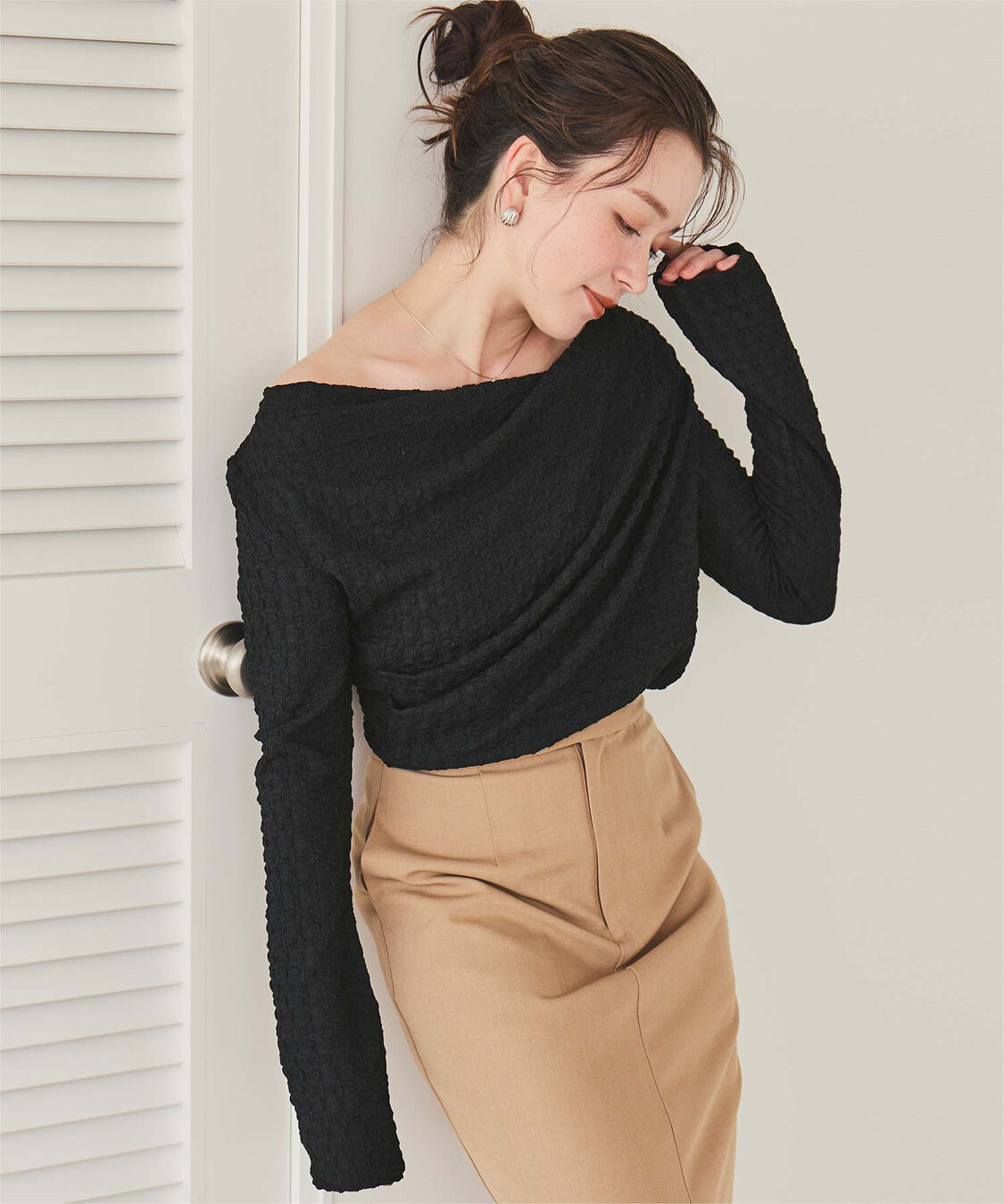 ファッションメンズなら|【ティティベイト/titivate】 ドレープデザインロングスリーブトップス